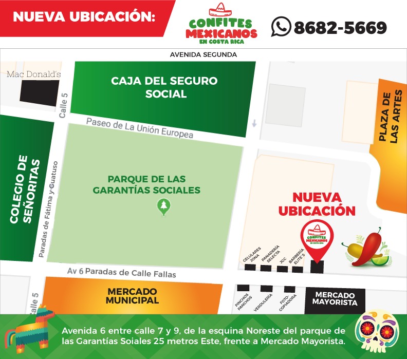 ubicacion tienda de confites mexicanos en costa rica